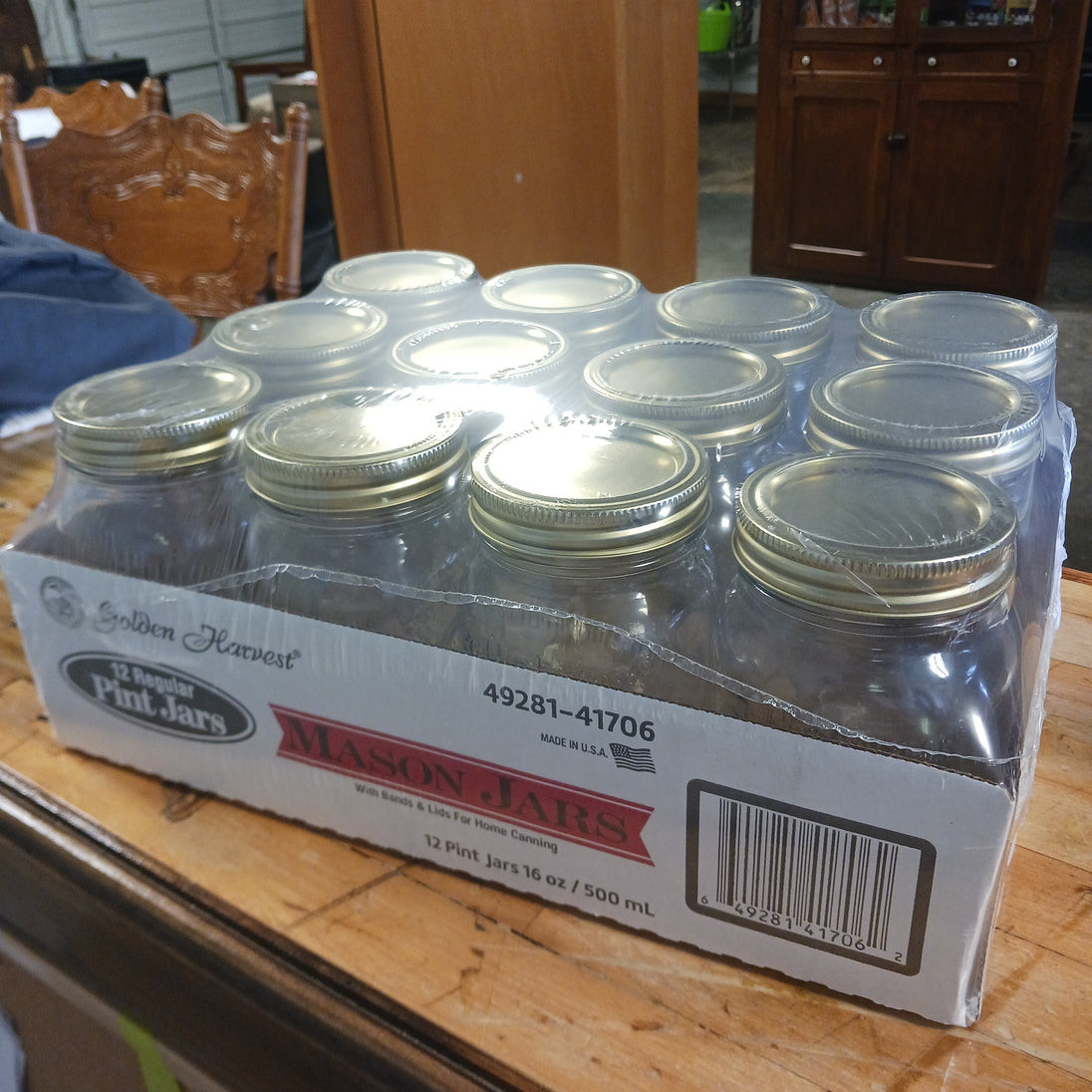 Golden Harvest Mason Jars, Pint/16oz, 12ct