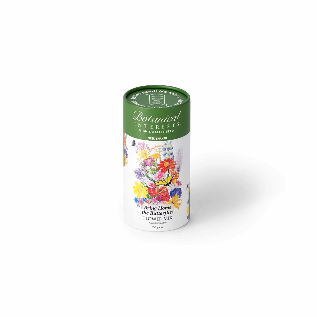 Canister of Botanical Interests flower mix on a white background