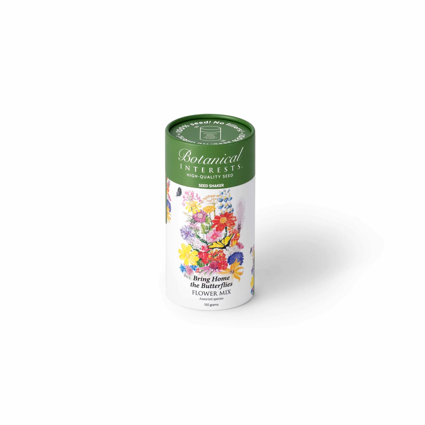 Canister of Botanical Interests flower mix on a white background