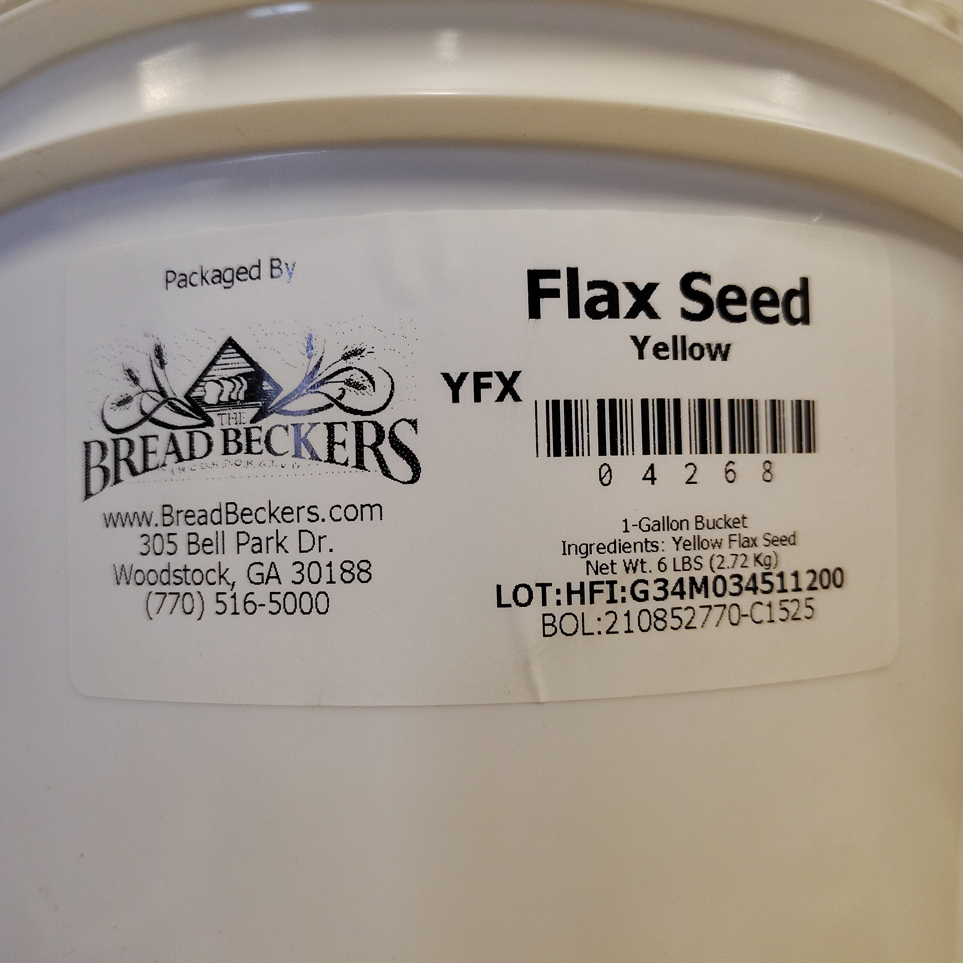Bread Beckers Yellow Flax Seed - 6lbs. - 1 gal. Pail